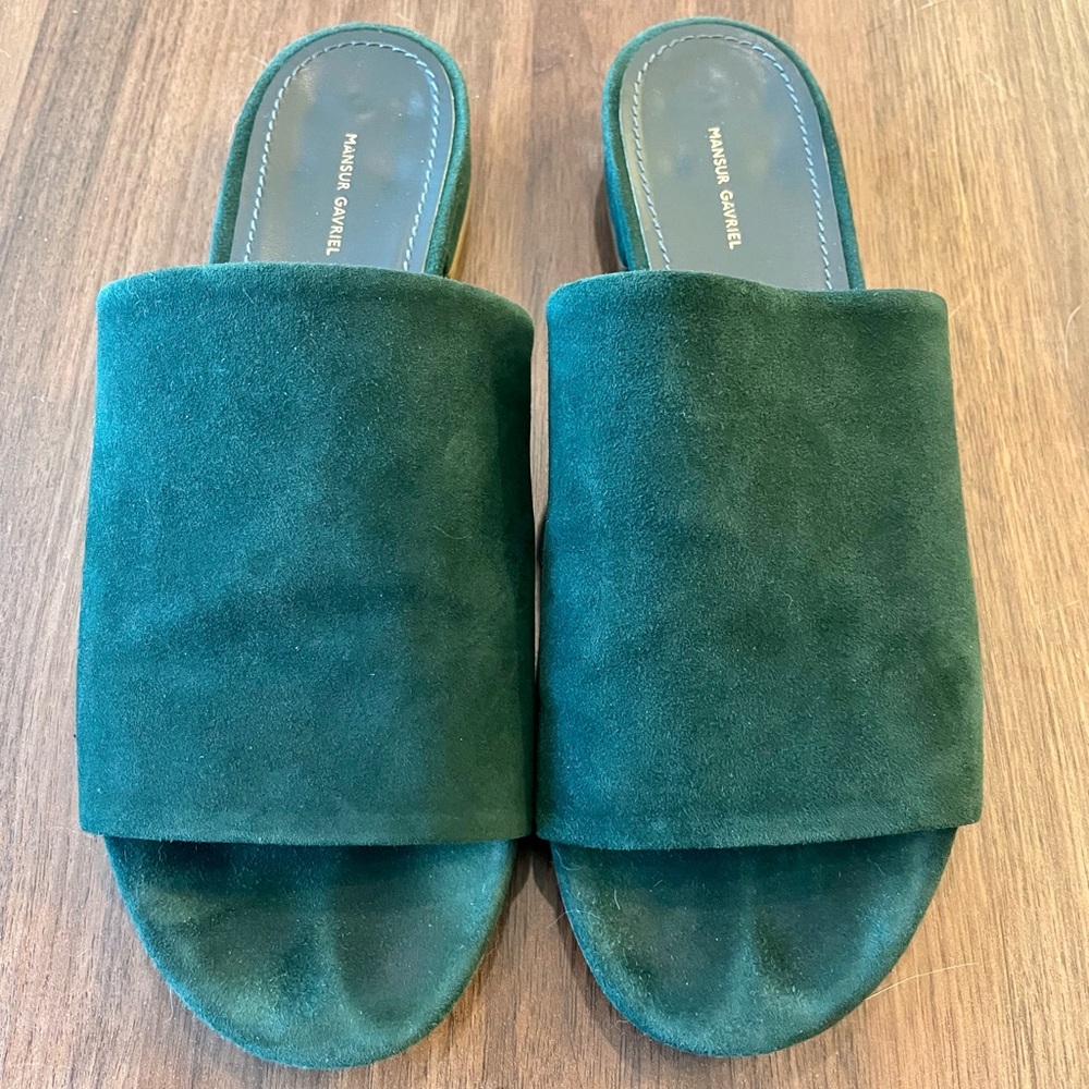 Mansur Gavriel Suede Mules, Green, EU37